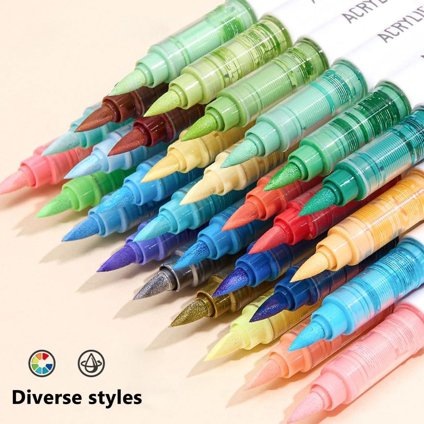 Water Based Acrylic Paint Markers, 9 Colors Acrylic Paint Pens Set with Soft Brush Tip, Marker Pen for Rock Painting, Egg, Wood, Glass, Paper, Mugs, Acrylic Painter Ink (Colour of Skin Series)