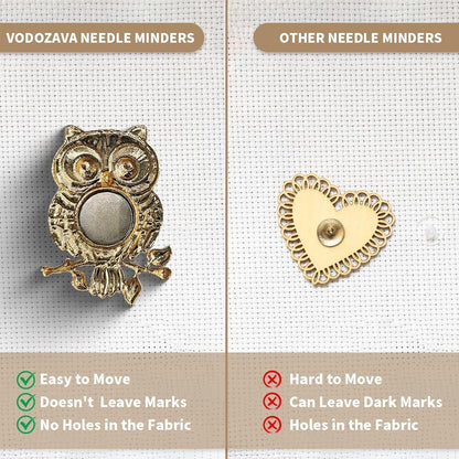 Needle Minder Magnet, Magnetic Needle Minder, Needle Minders Magnetic Cross Stitch Accessories, Magnetic Needle Holder, Life Tree, Butterfly, Cats, Owl, Heart (OWL)