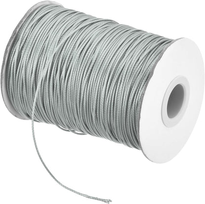 MECCANIXITY Waxed Cord 1.2mm Waxed Polyester Cord 175 Yard Wax String for Bracelet Making,Necklaces, Beading,Jewelry Making and DIY Crafts(Light Gray)