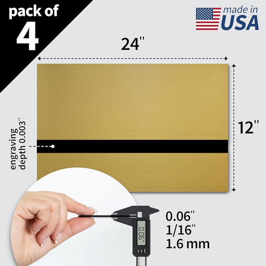 Trotec | Metallic Looking Acrylic Sheet | 12"x24"x1/16, 4 Pcs | European Gold/Black | Metallic Finish - Scratch Resistant for Laser Engraving & Cutting,Printing,Glowforge,Name Plate | USA Made