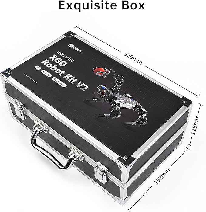 ELECFREAKS microbit Robotic Dog Xgo V2 Kit, 15 Movable Joint DIY Programmable Full Metal Bionic Robot Kit, STEM Educational Project for Open Source Hardware(Without Micro:bit)