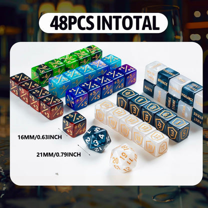 62 PCS MTG Dice Counters Set Keyword Tokens Abilities Life Counter 1/+1 counters Commander Buff Tokens Gold 6 Sided Dice Set for MTG, TCG, Card Games