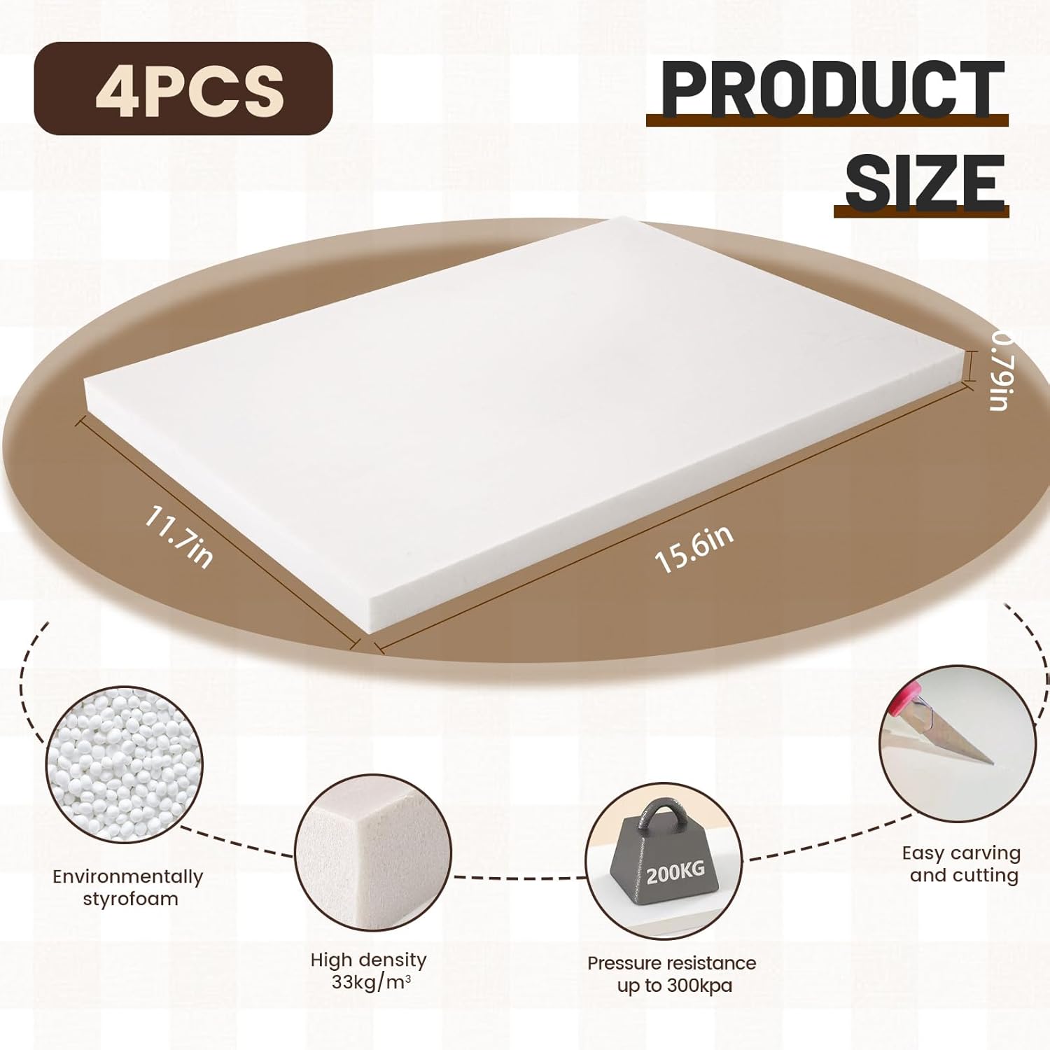 Gvereld High Density XPS Foam Board,4 Pack 15.6x11.7x0.79in Polystyrene Craft Foam Sheets, Rigid and Easy to Shape,DIY Modeling Art Projects, Party Decoration, Foam Cosplay, Heat Insulation - Crafty Corner