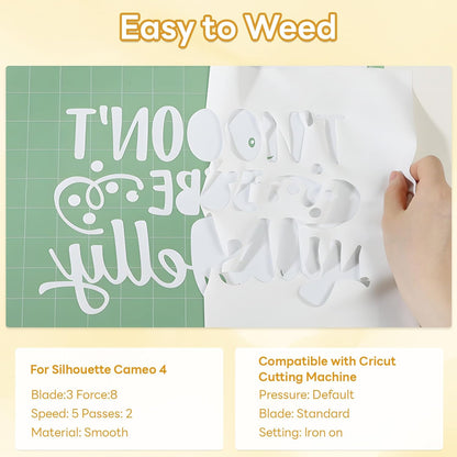 HTVRONT White Heat Transfer Vinyl - 12" x 45FT White HTV Vinyl Roll for T Shirts, White Iron on Vinyl Compatible with Cricut Cutting Machine & Silhouette Cameo - Easy to Cut & Weed