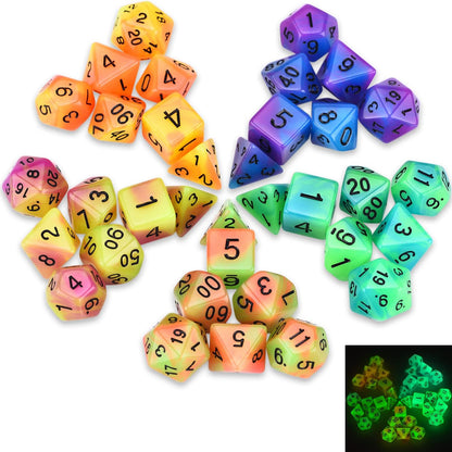 Glow in The Dark DND Dice Set 11 x 7 Polyhedral Dice (77pcs) for Dungeons and Dragons Tabletop Role-Playing Games, with a Drawstring Bag