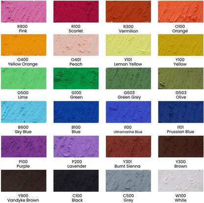Soft Oil Pastels Set, 24 Vibrant Colors, Oil Pastel Crayons for Artists, Beginners, Teachers, Students, Great Blending and Layering for Art Supplies, Art Painting, Drawing (10 x 70 mm)