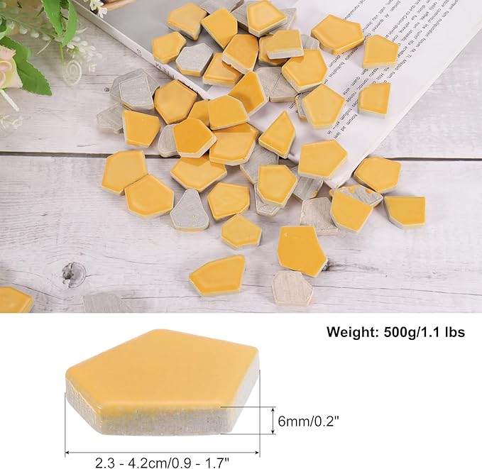 uxcell 500g/1.1LB Irregular Ceramics Mosaic Tiles, 2.3-4.2 cm Bulk Stained Ceramic Mosaic Pieces Stones Mosaic Kits for DIY Art Craft Projects Home Decor, Orange