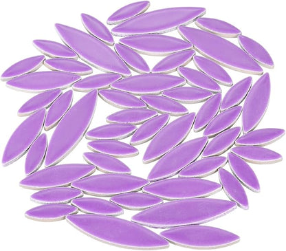 uxcell Ceramic Mosaic Tile, About 200g Teardrop Leaf Tile Mosaic Block for Handicrafts Artwork, Deep Purple