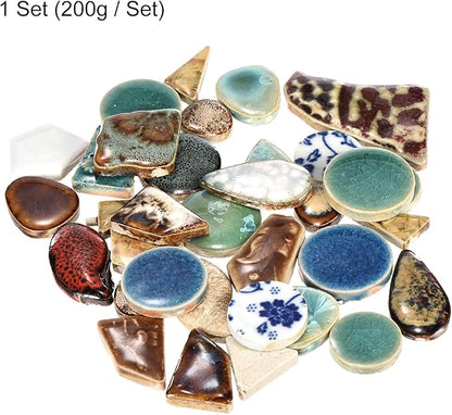 MECCANIXITY 200g Ceramic Mosaic Tiles for Crafts Bulk, Irregular Multicolor Ceramic Tiles for Mosaic Kits Garden Stepping Stone Cup Mat