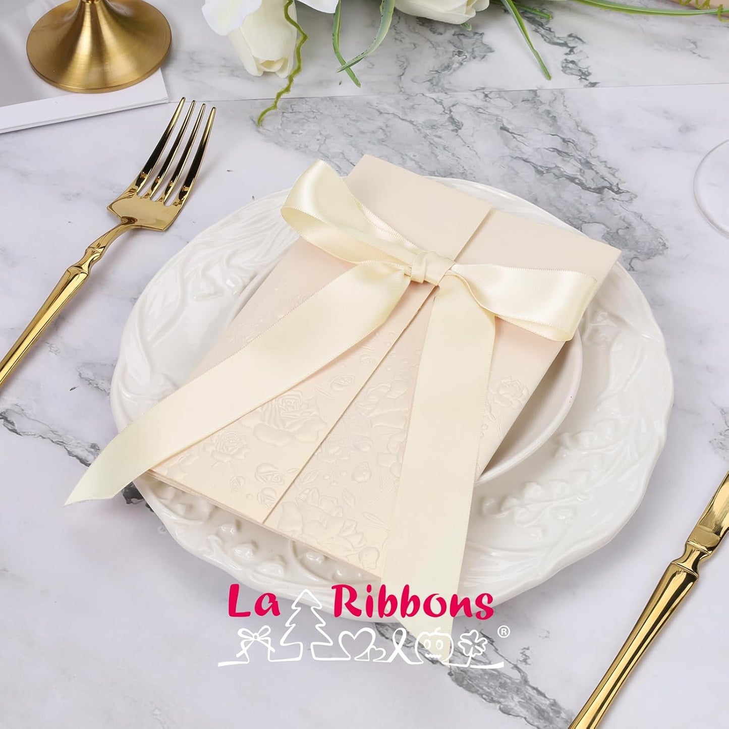 LaRibbons 1 Inch 50 Yard Double Faced Satin Ribbon,Nude Beige Satin Craft Fabric Ribbon for Gift Wrapping Floral Bouquets Wedding Party Decoration - Crafty Corner