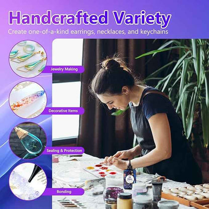 KISREL UV Resin Jewelry Making Kit - 100g Crystal Clear UV Resin and Jewelry Molds, Fast Curing for Keychains, Earring Making, DIY Craft Decorations