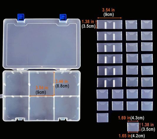 Qualsen Plastic Organizer Storage Box with Adjustable Dividers, Fishing Tackle Box and Bead Organizer Box for Jewelry, Beads, Earrings, Tools, Fishing Hooks, and Small Accessories（34 Grid x 3）
