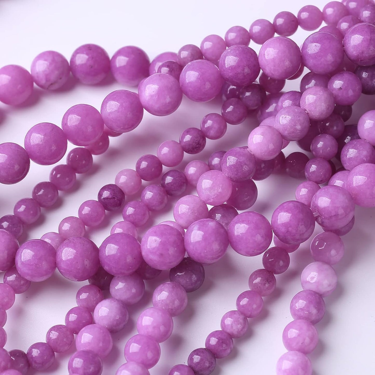 36PCS 10MM Purple Jade Beads Stone Beads Energy Healing Beads for DIY Jewelry Bracelet Necklace Making for Jewelry Making15Inch