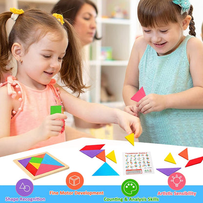 30 Pack Tangram Puzzle Wooden Kids Party Favors, Goodie Bags Stuffers for Kids, Return Gifts for Birthday Party, Classroom Prizes Rewards Bulk Gifts for Students