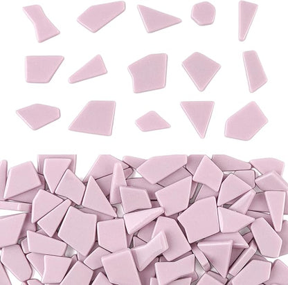 Youway Style Pink Glass Mosaic Tiles for Crafts Bulk,200g Broken Glass Pieces for DIY Spring Mosaic Art Decor,Garden Mosaic Supplies