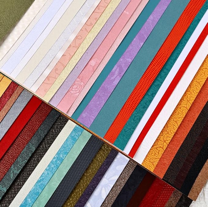 50 Sheets A5 Textured Scrapbook Paper for Crafts, Multi-Color Collage Textured Paper Pearlescent Crafting for Card making, Scrapbooking, Origami, Scrap Book