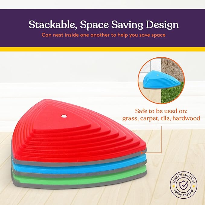 Special Supplies Stepping Stones for Kids Indoor and Outdoor Balance Blocks Promote Coordination, Balance, Strength Child Safe Rubber, Non-Slip Edging