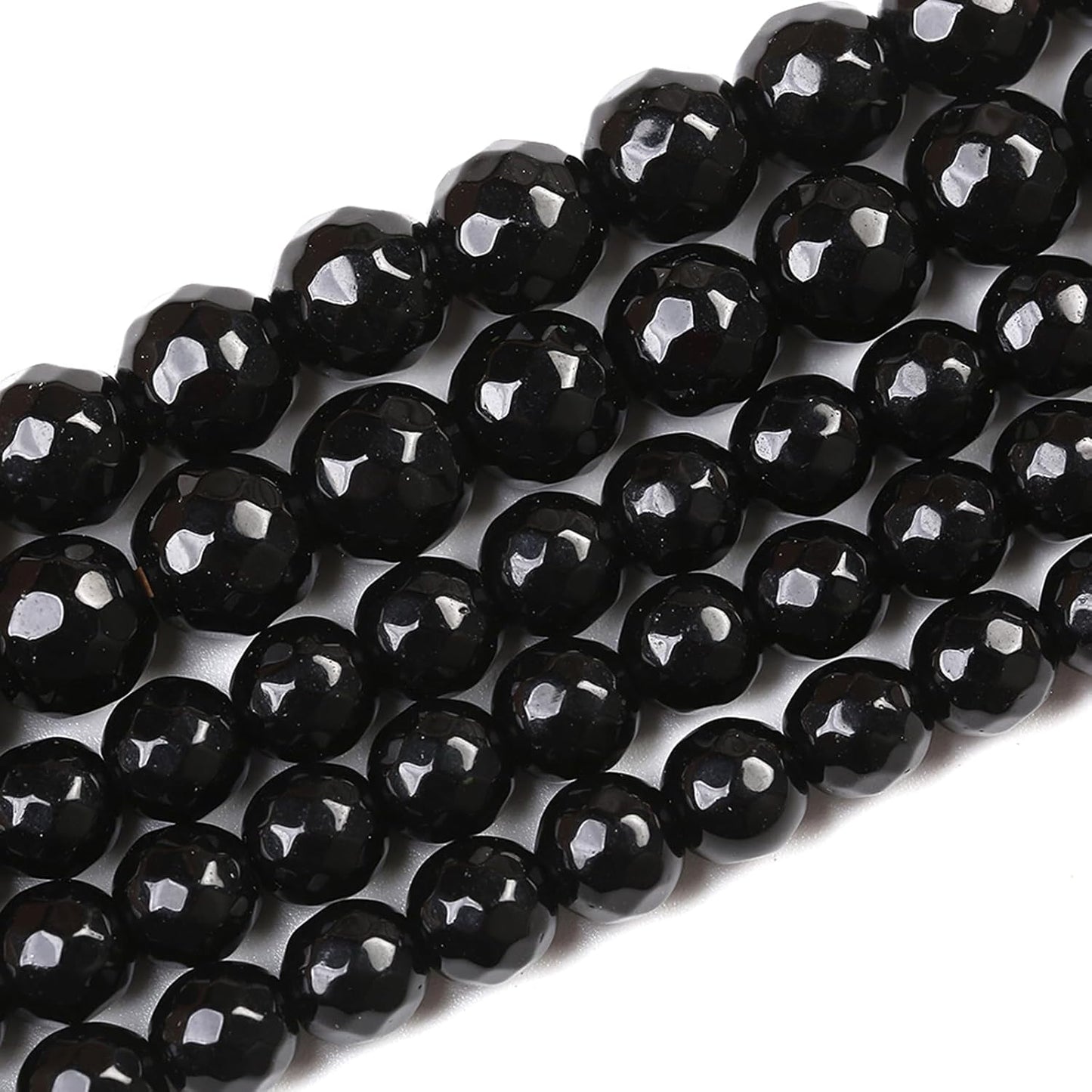 45pcs 8mm Natural Faceted Black Agate Stone Beads for Jewelry Making Energy Healing Beads DIY Bracelet Necklace Accessories 15" (8mm, Faceted Black Agate)