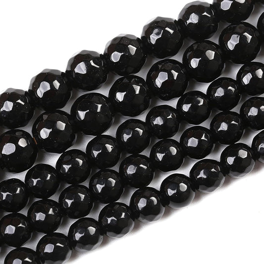 90pcs 4mm Natural Faceted Black Agate Stone Beads for Jewelry Making Energy Healing Beads DIY Bracelet Necklace Accessories 15" (4mm, Faceted Black Agate)