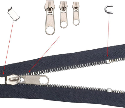 Zipper Replacement Pull Tabs Zip Fixer Zipper Repair Kit with Zipper Install Pliers Tool,161 Pieces