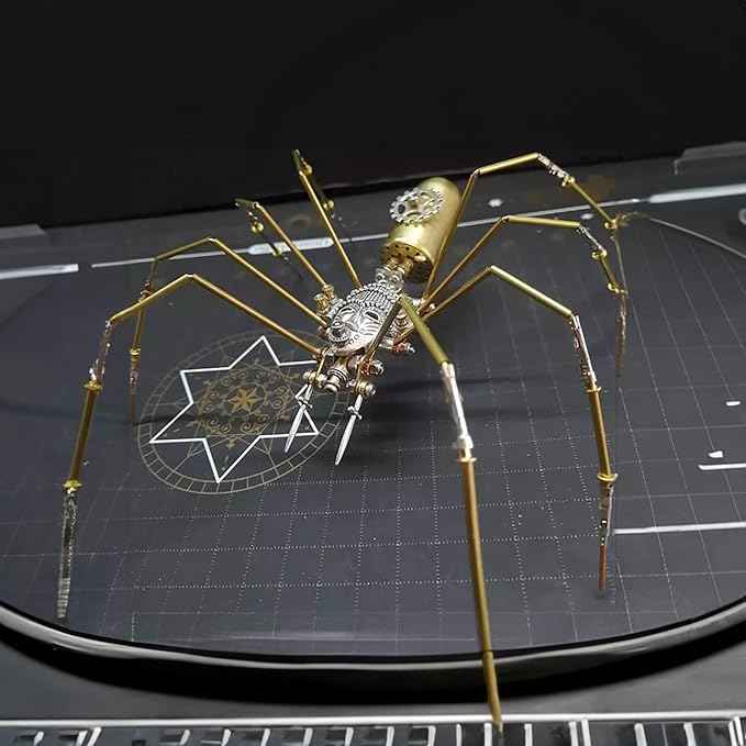Steampunk Spider Metal Model Kit for Adults – DIY Mechanical Insect Sculpture with Brass Gear Details, 3D Retro Industrial Art Puzzle Craft for Home Office Decoration & Collectors Gift (Frons Spider)
