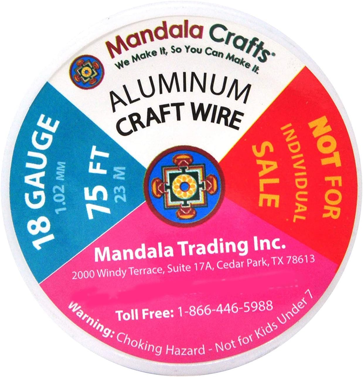 Mandala Crafts 18 Gauge Anodized Aluminum Craft Wire for Jewelry Making - 450 FT Colored Flexible Silver Combo Wire - Bendable for Bonsai Armature Crafting Sculpting - Crafty Corner