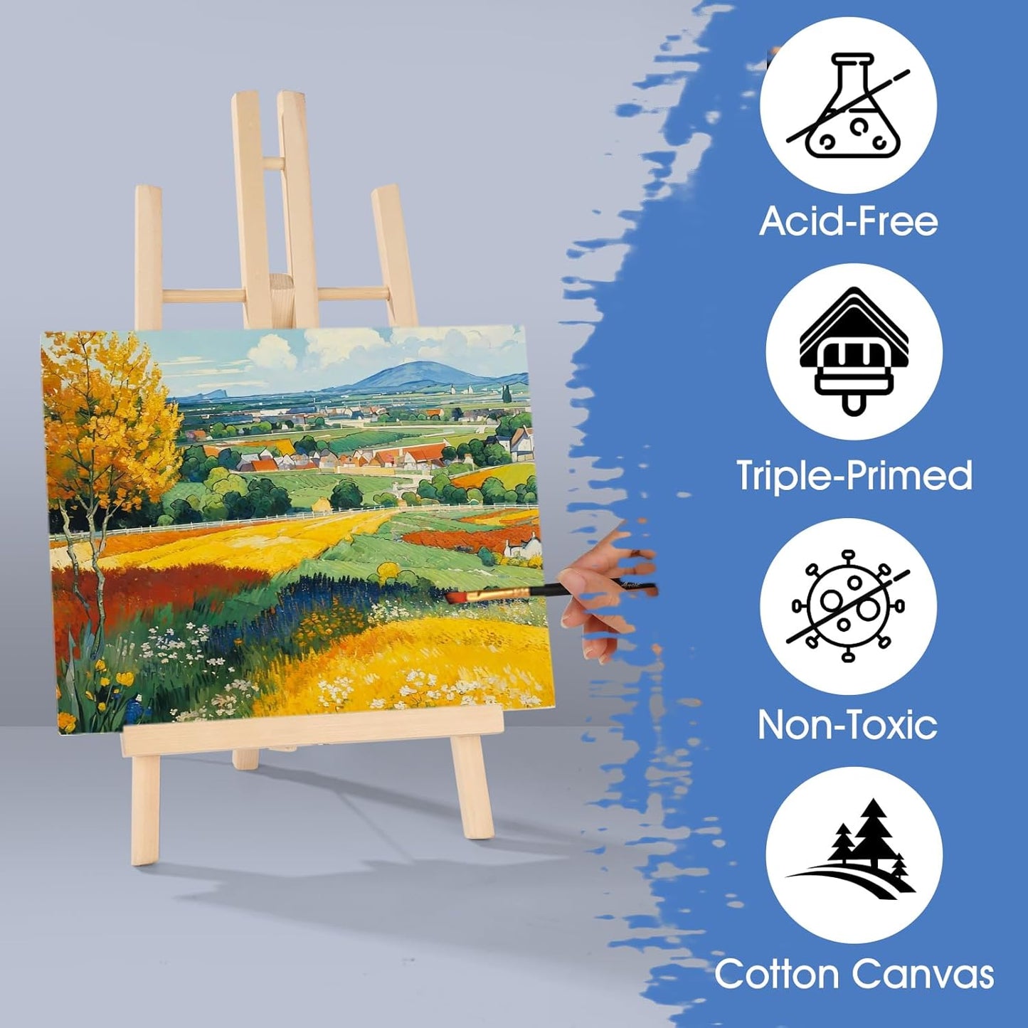 FUMILE 8x10 Canvas for Painting Stretched, 24 Pack Canvases for Painting-5/8 in Profile Primed White Blank Painting Canvas Value Pack for Oil & Acrylic Paint