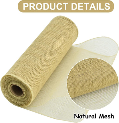 TONIFUL 2 Rolls 10 Inch Burlap Natural Decorative Mesh Ribbon Rolls, Perfect for Wreaths, Swags, Christmas Trees, Home Decoration, and Creative Crafts - Crafty Corner