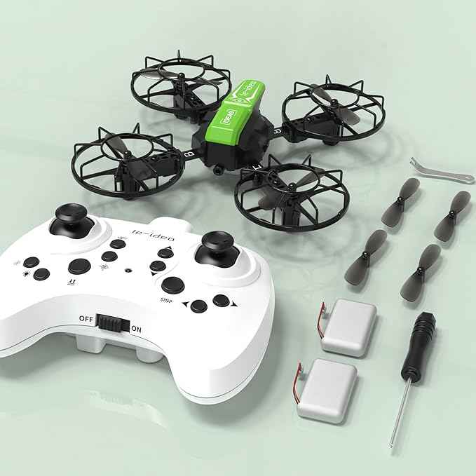 LE-IDEA Assembled Drone with Competition Model, RC Quadcopter with 3 Speed Modes Headless Mode, Mini Drone with Propeller Protection and 2 Batteries, Educational Aircraft for Adults Toys Gifts IDEA9