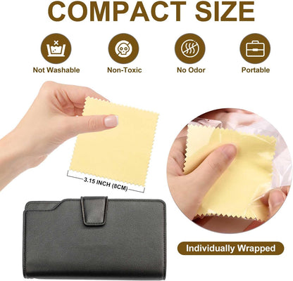 SEVENWELL 50pcs Jewelry Cleaning Cloth Yellow Polishing Cloth for Sterling Silver Gold Platinum Small Silver Polish 8x8cm