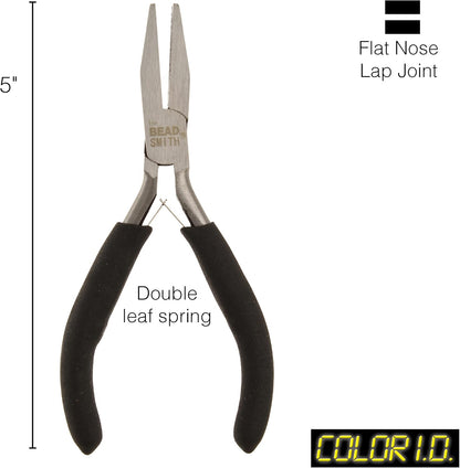 The Beadsmith Color-ID Flat Nose Plier – 5 inches (127mm) – Red Comfort Grip Handle – Polished Steel Head and Double-Leaf Spring - Tool for Jewelry Making - Crafty Corner