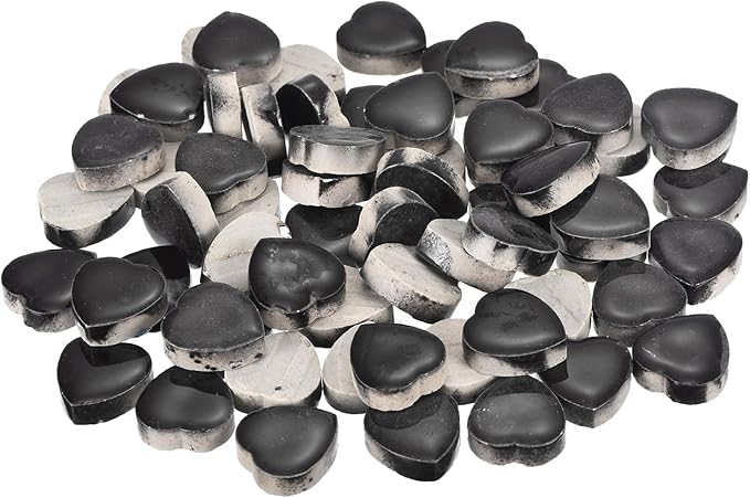 MECCANIXITY 200g Ceramic Mosaic Tiles for Crafts Bulk, Heart Black Ceramic Tiles for Mosaic Kits Garden Stepping Stone Cup Mat