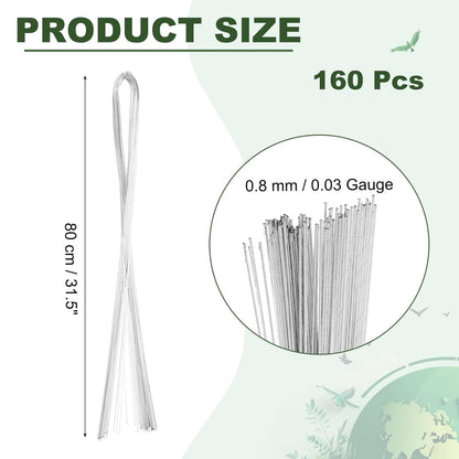 PATIKIL 32 Inch 22 Gauge Floral Stem Wire, 4 Pack/160 Pieces Bouquet Stem Paper Wrapped for DIY Crafts Flower Arrangements, Silver Tone