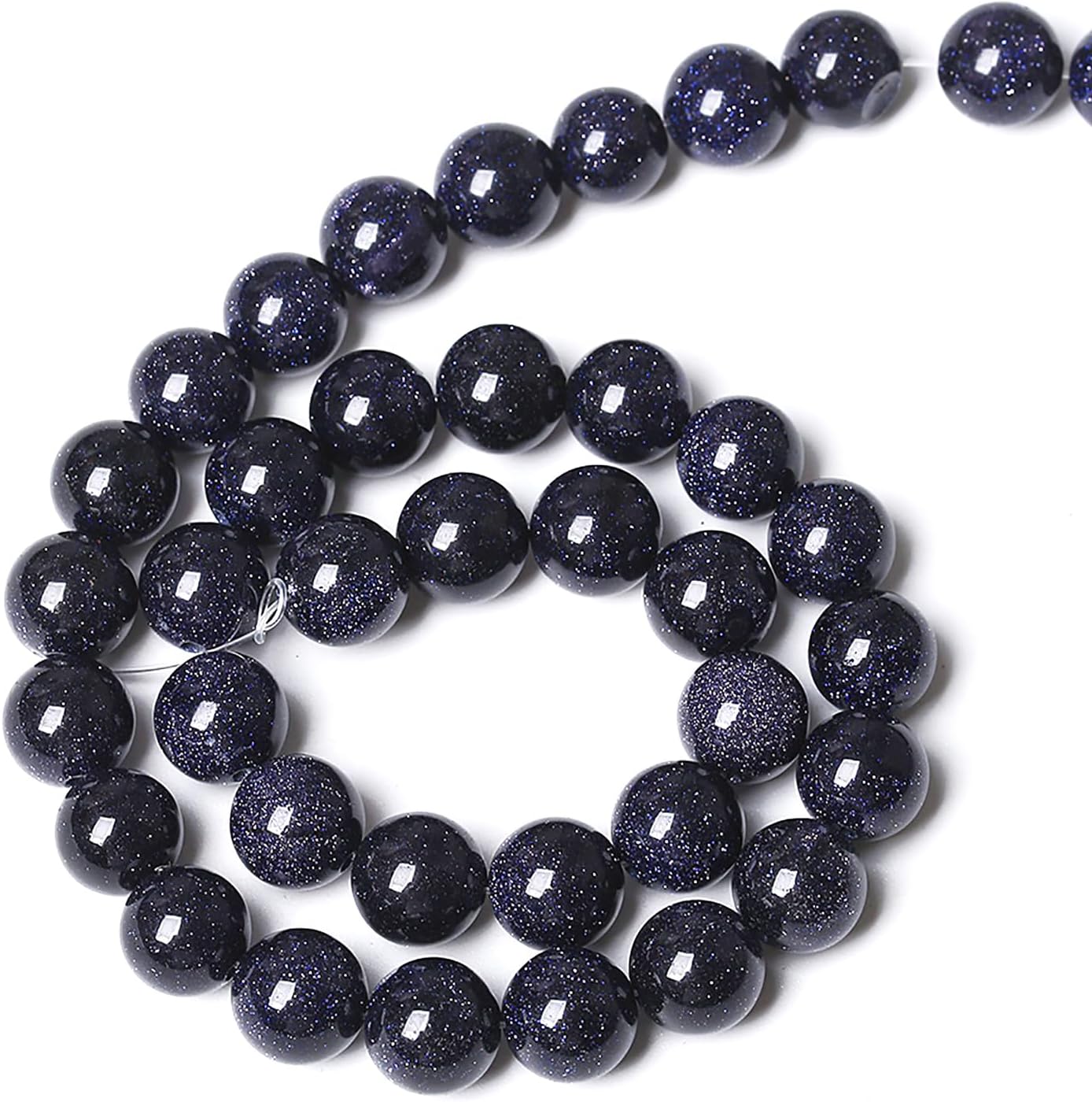 180PCS 4mm Blue Sandstone Gemstone Beads Beads Natural Stone Round Loose Beads for Jewelry Making DIY Bracelet Necklace 32" 2 Strands