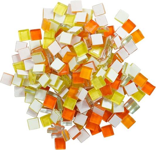 Square Glass Mosaic Tiles Bulk for Adults Crafts Supplies,200g Broken Mosaic Glass Pieces for Living Room Bathroom Kitchen Home Decoration DIY Art Projects