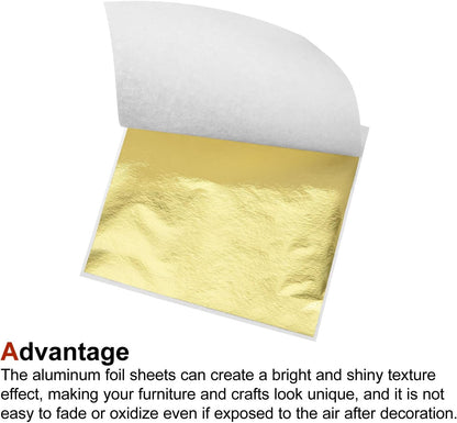 MECCANIXITY Gold Leaf Foil Sheet, Bright Golden Leaf Papers, 3.3 x 3.1inch for Art Decoration, Sculptures, Painting, Pack of 100