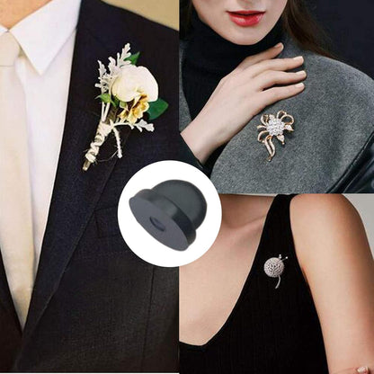 50pcs Rubber Pin Backs PVC Butterfly Clutch Enamel Lapel Pin Backings Cap Keepers Replacement for Uniform Badges Comfort Fit Tie Tack Pins Backing Holder Clasp, Black