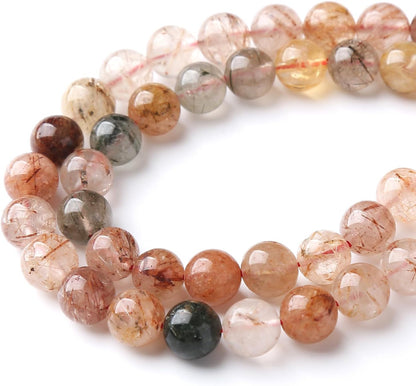 A+ Colorful Rutilated Quartz Crystal Beads Natural Stone Round Loose Beads for Jewelry Making DIY Bracelet Necklace Accessories 6mm 60pcs
