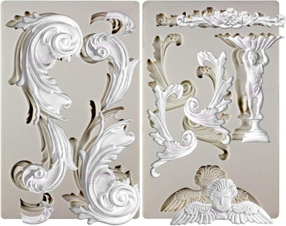 Baroque Style Ornament Curlicues Silicone Molds 3-Count Cherub Birdbath Scrollworks Art Deco Inspired Lace