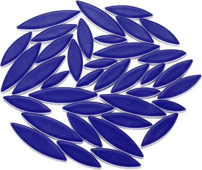 uxcell Ceramic Mosaic Tile, About 200g Teardrop Leaf Tile Mosaic Block for Handicrafts Artwork, Deep Blue