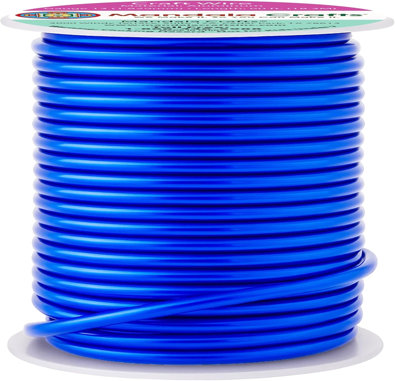 Mandala Crafts 13 Gauge Anodized Aluminum Craft Wire for Jewelry Making - 60 FT Colored Flexible True Blue Wire - Bendable for Bonsai Armature Crafting Sculpting - Crafty Corner