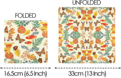 Talking Tables 100 x Disposable Fall Paper Napkins - Made in USA -2ply Recyclable Disposable Bulk Serviettes Decoupage Autumnal Patterned Napkin Thanksgiving Harvest Woodland Mushrooms Christmas
