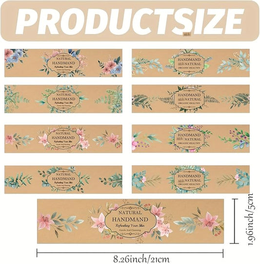 120Pcs Eucalyptus Leaves Soap Wrapper 8 Style Flower Wrap Tape For Homemade Soap - Kraft Paper Vertical Tag Soaps Sleeves Covers For Christmas Homemade Soaps Packaging Supplies (kraft Eucalyptus)