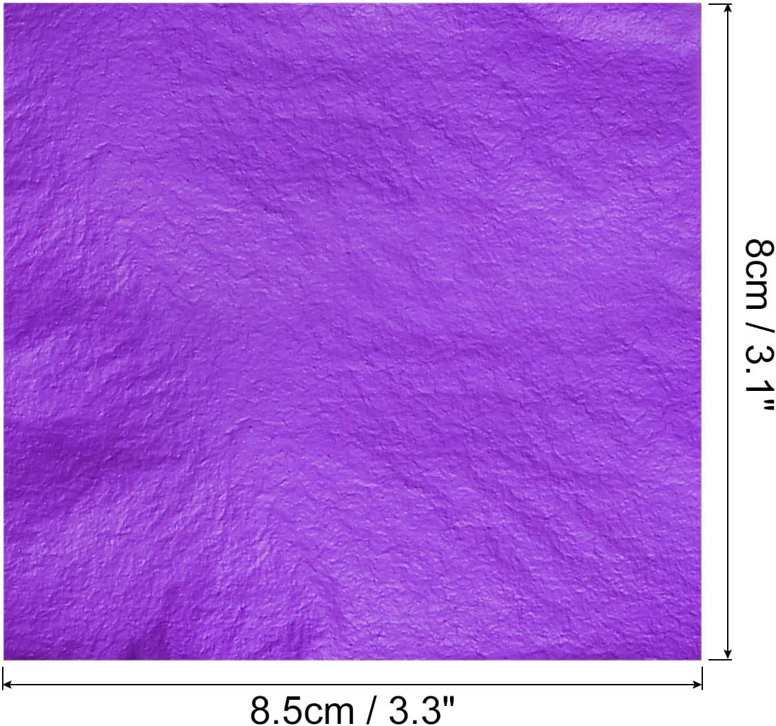 MECCANIXITY Gold Leaf Foil Sheet, Purple Leaf Papers, 3.3 x 3.1inch for Art Decoration, Sculptures, Painting, Pack of 100