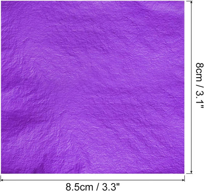 MECCANIXITY Gold Leaf Foil Sheet, Purple Leaf Papers, 3.3 x 3.1inch for Art Decoration, Sculptures, Painting, Pack of 100