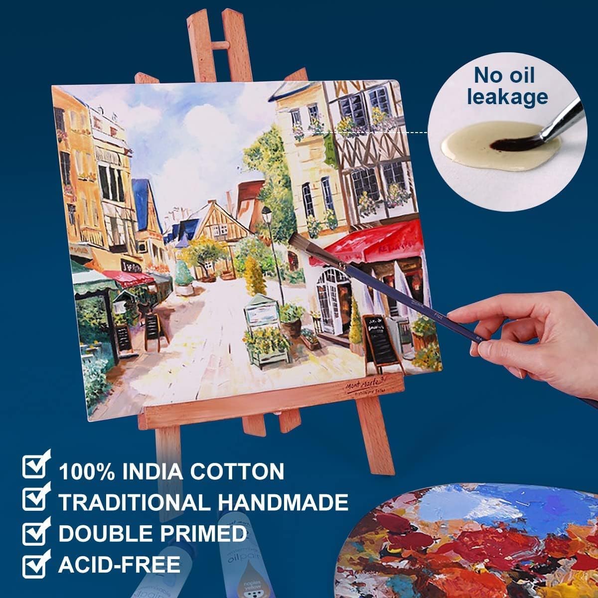 Canvas Panels 8x8 Inch 24-Pack, 10 oz Primed 100% Cotton White Blank Small Canvases for Painting, Square Flat Canvas Board for Oil Acrylics Watercolor & Tempera Paints