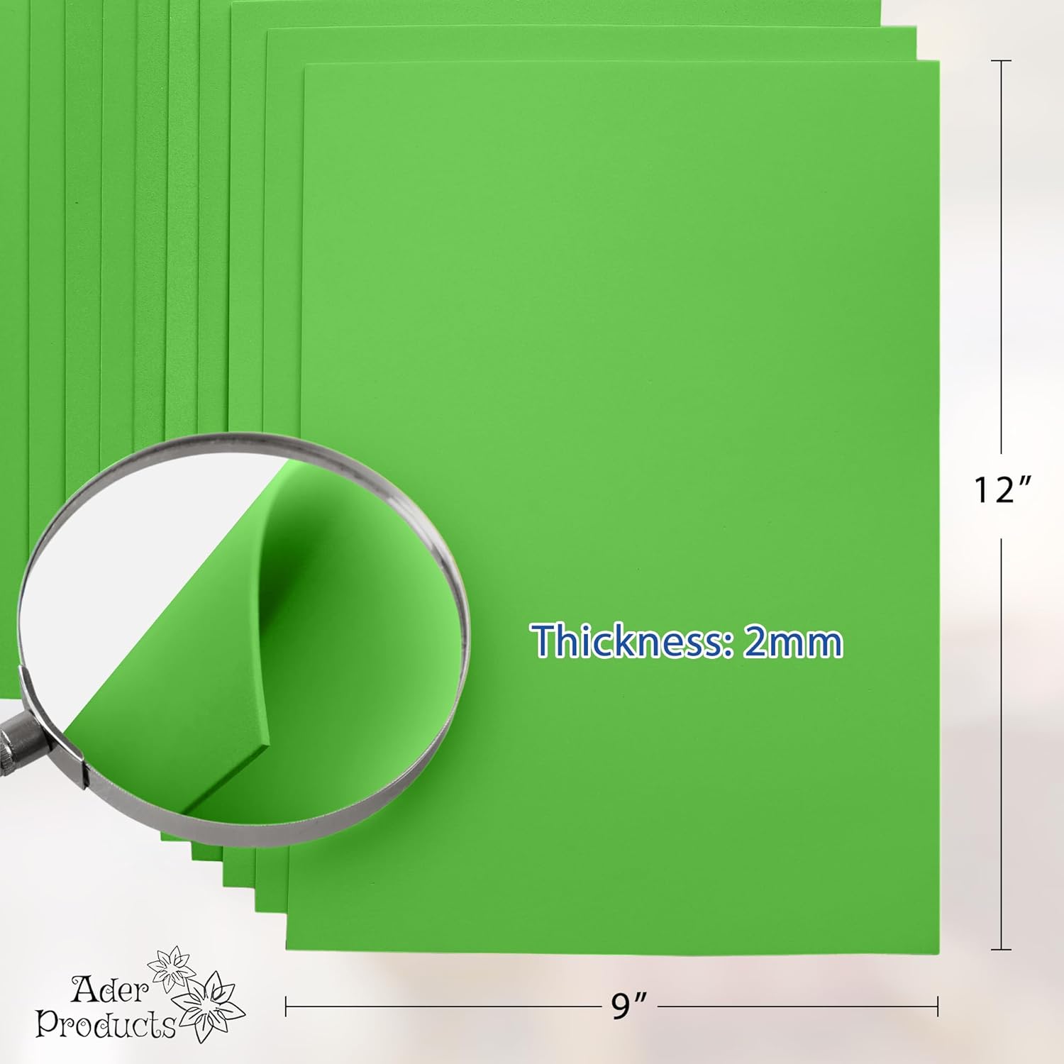 Light Green EVA Foam Sheets for Crafts, 9 x 12 Inch, 2mm Thickness, 15 Pack – Ideal for DIY Arts and Crafts, Foam Paper for Kids, Cosplay and Costumes - Crafty Corner