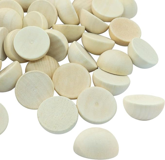 200 PCS Half Wooden Beads, 25 * 13mm Unfinished Smooth Hemisphere Beads for DIY Craft Painting, Professional Art Projects, Adult Craft Supplies, Home & Party Decoration