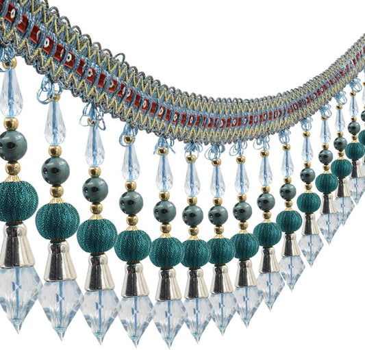 3yards Beading Fringe Trimming Long Beads Tassel Curtain Trim Ribbon Trim for Cover Edge Decorative (blue) - Crafty Corner
