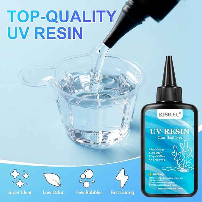 KISREL UV Resin Jewelry Making Kit, 200g Crystal Clear Resin with Light and Molds, DIY Jewelry Making Kit, Resina Starter Kit for Keychain and Earring